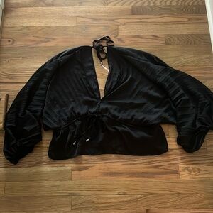Free people black satin dolman top